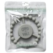 Wholesale - 1pc Silicone Peace Teether - Gray "Good Vibes" C/P 100, UPC: 195010141895